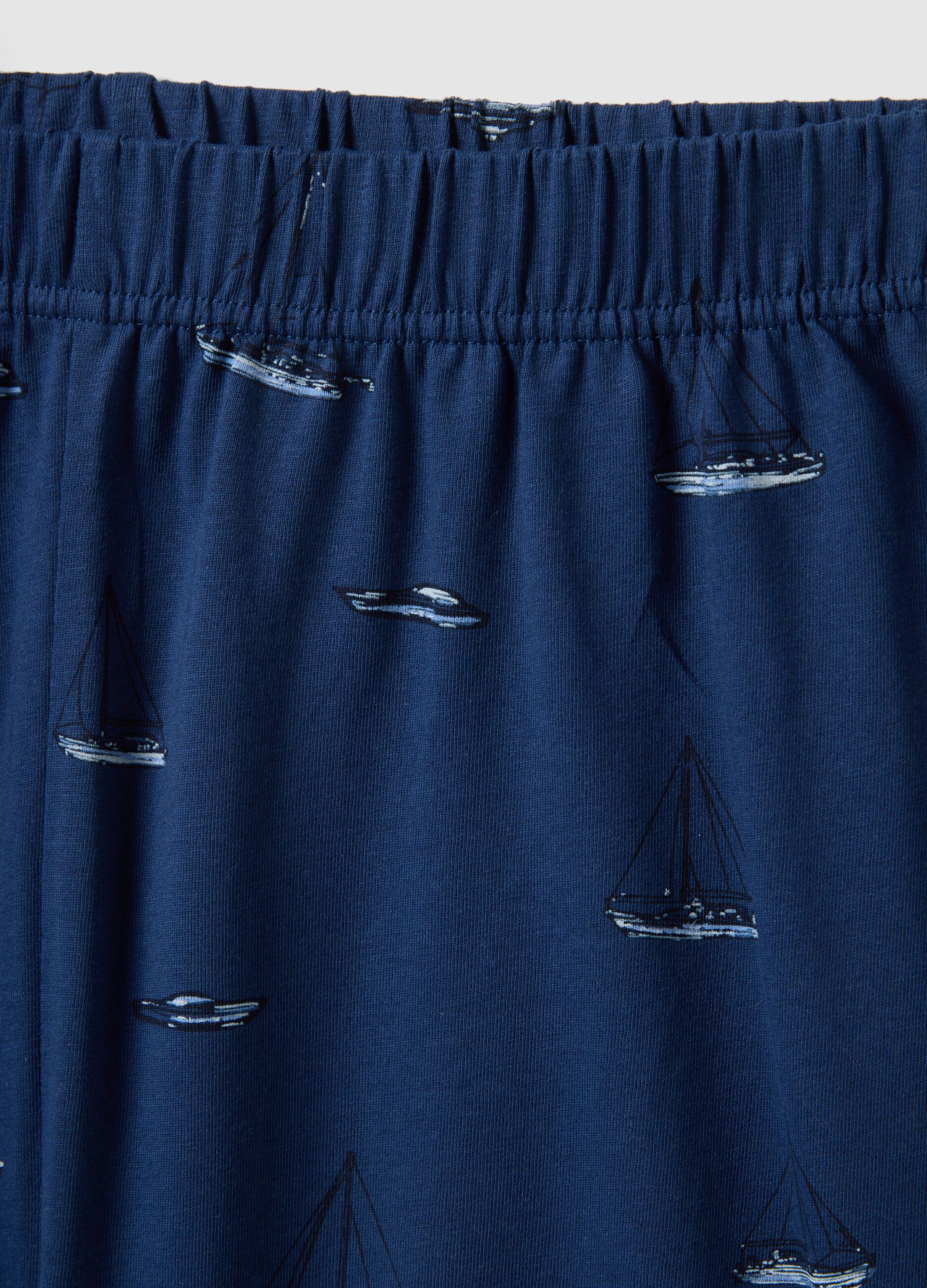 Multicoloured regular fit pyjamas in pure organic cotton with prints