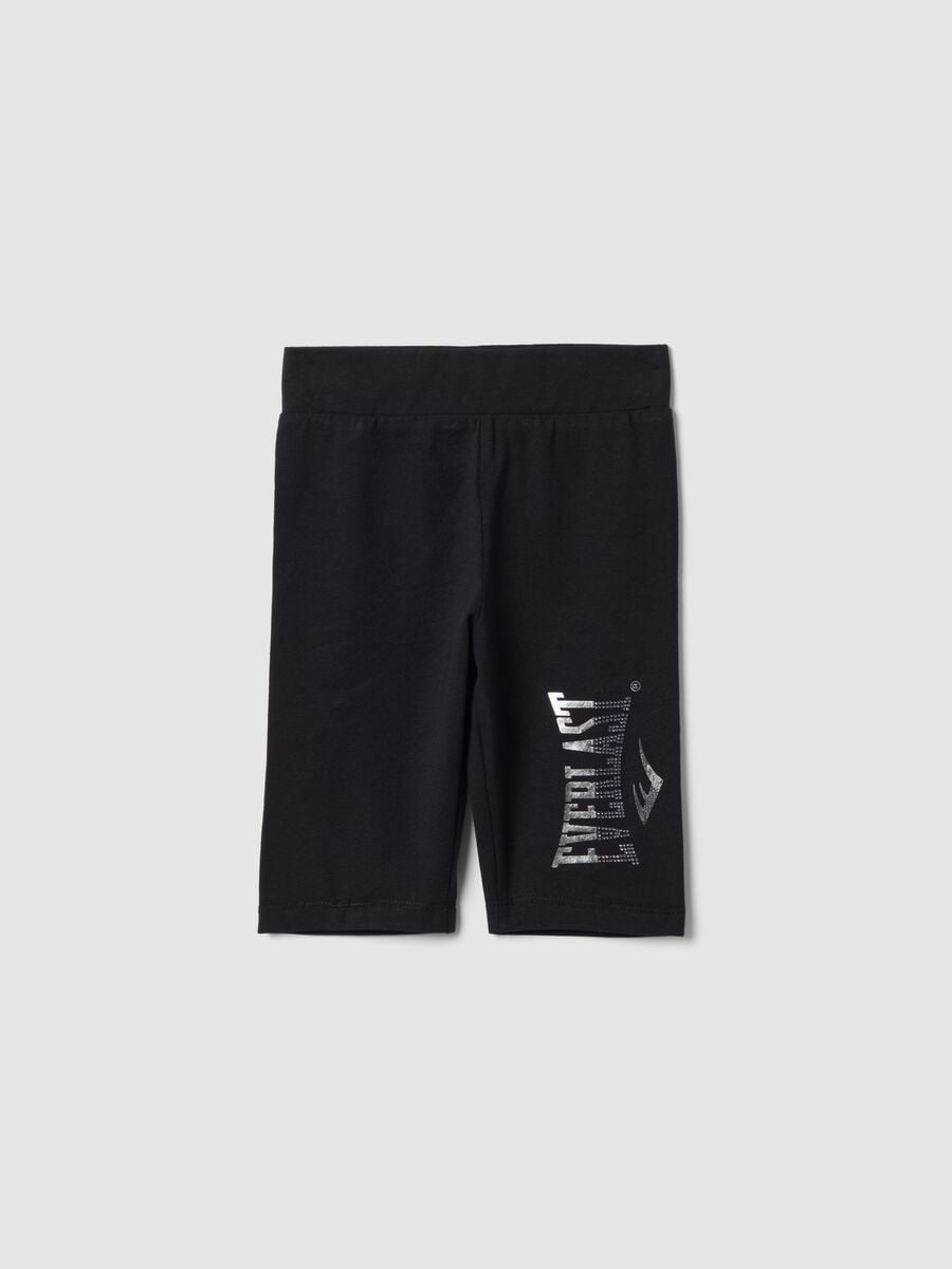 Black stretch cotton shorts_0