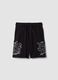 Schwarze Shorts aus reiner Baumwolle mit elastischem Bund_0