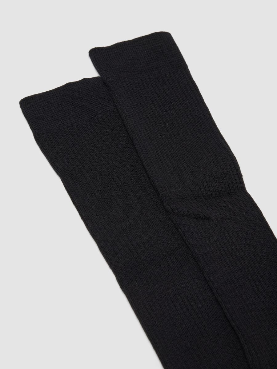 Blue knee-high socks in organic cotton blend_1