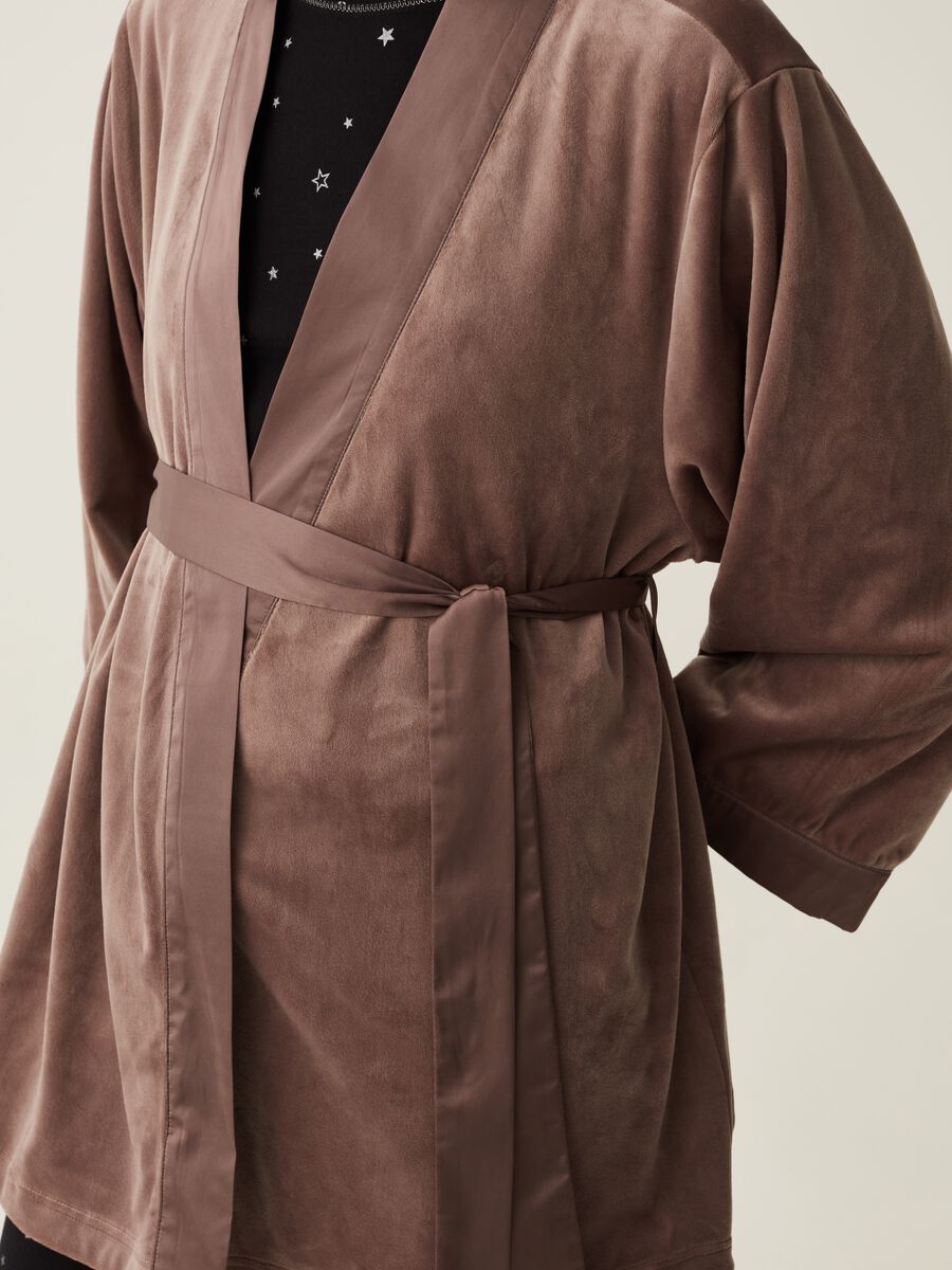 Velour dressing gown with satin edging_3