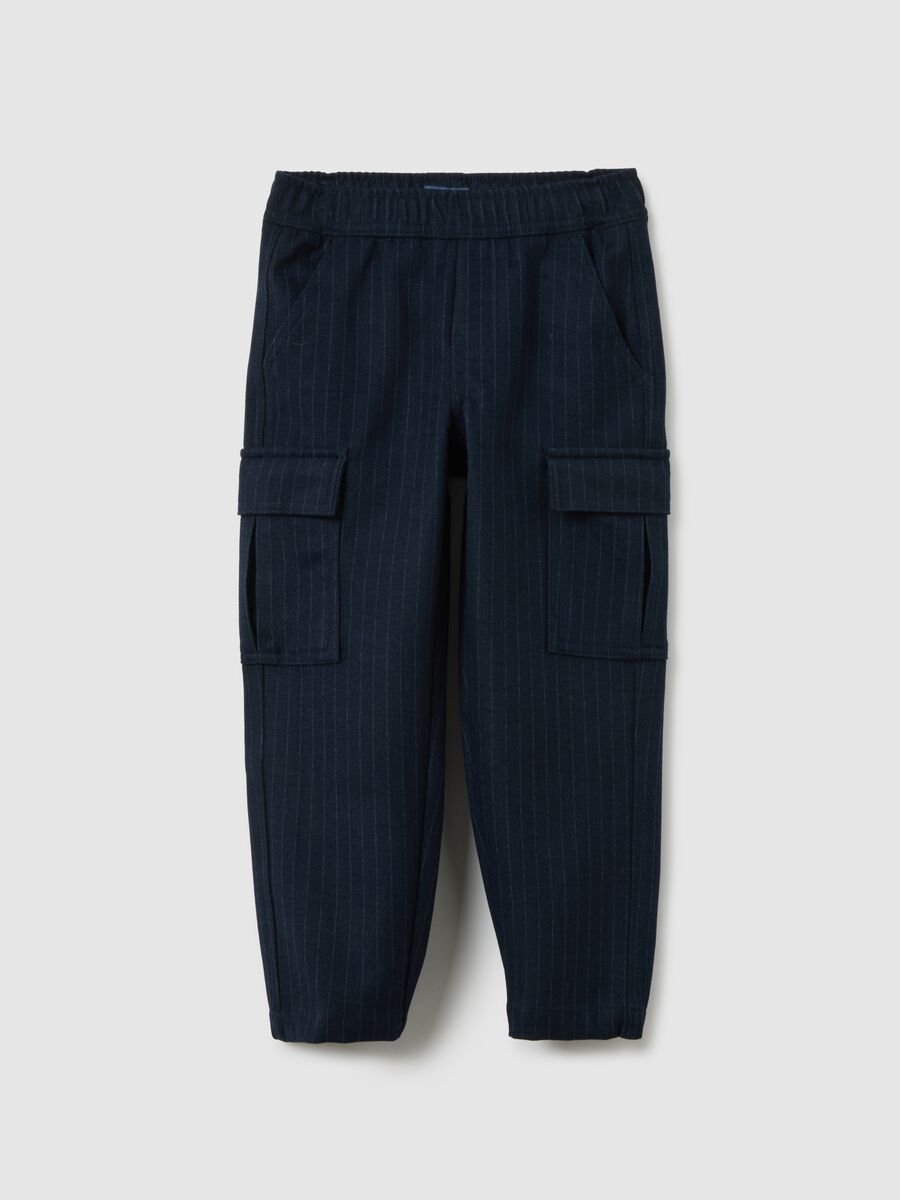 Children's Pinstripe Blue Cargo Trousers_0