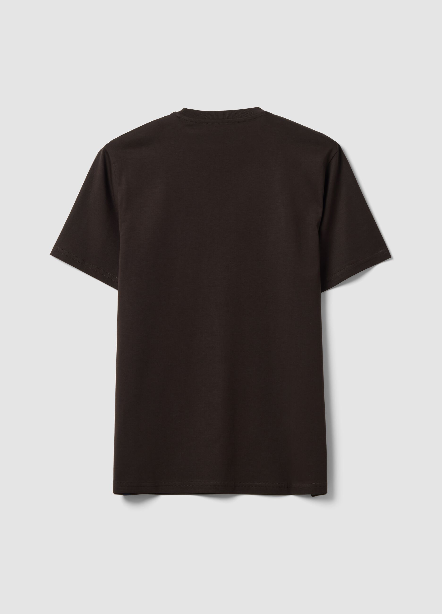 Brown crew-neck T-shirt in pure Supima cotton, regular fit