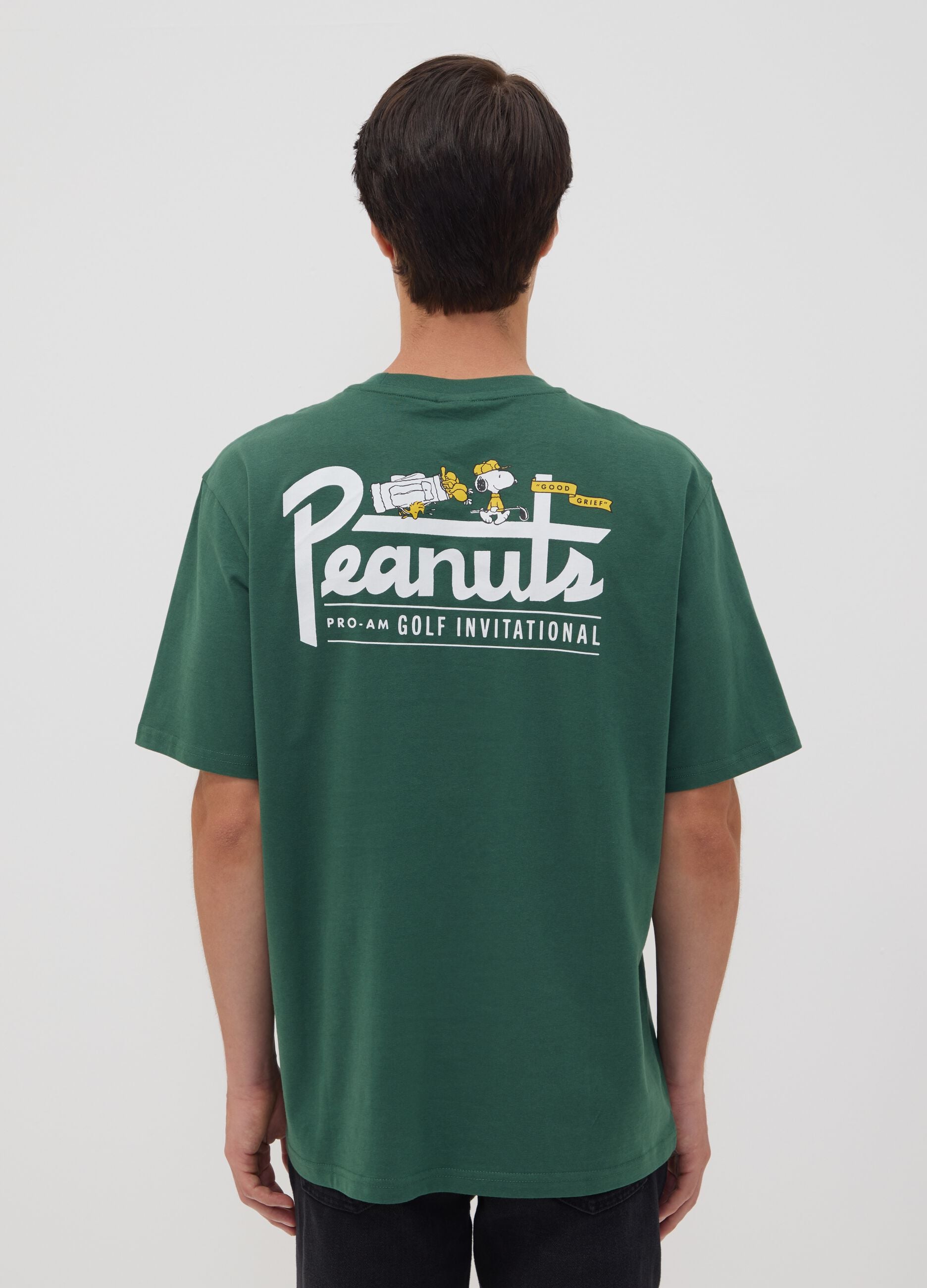 Green pure cotton Peanuts print T-shirt, relaxed fit