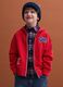 Red organic cotton hoodie with embroidered details, oversized fit, for boys_0