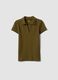 Green stretch cotton V-neck polo shirt with open neckline, regular fit_4