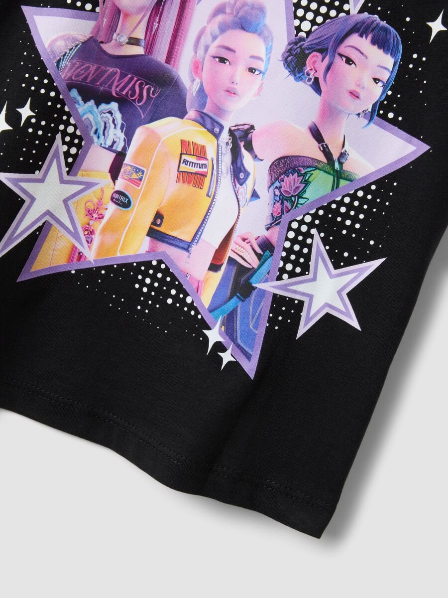 Girls' regular fit black pure cotton T-shirt with print_3