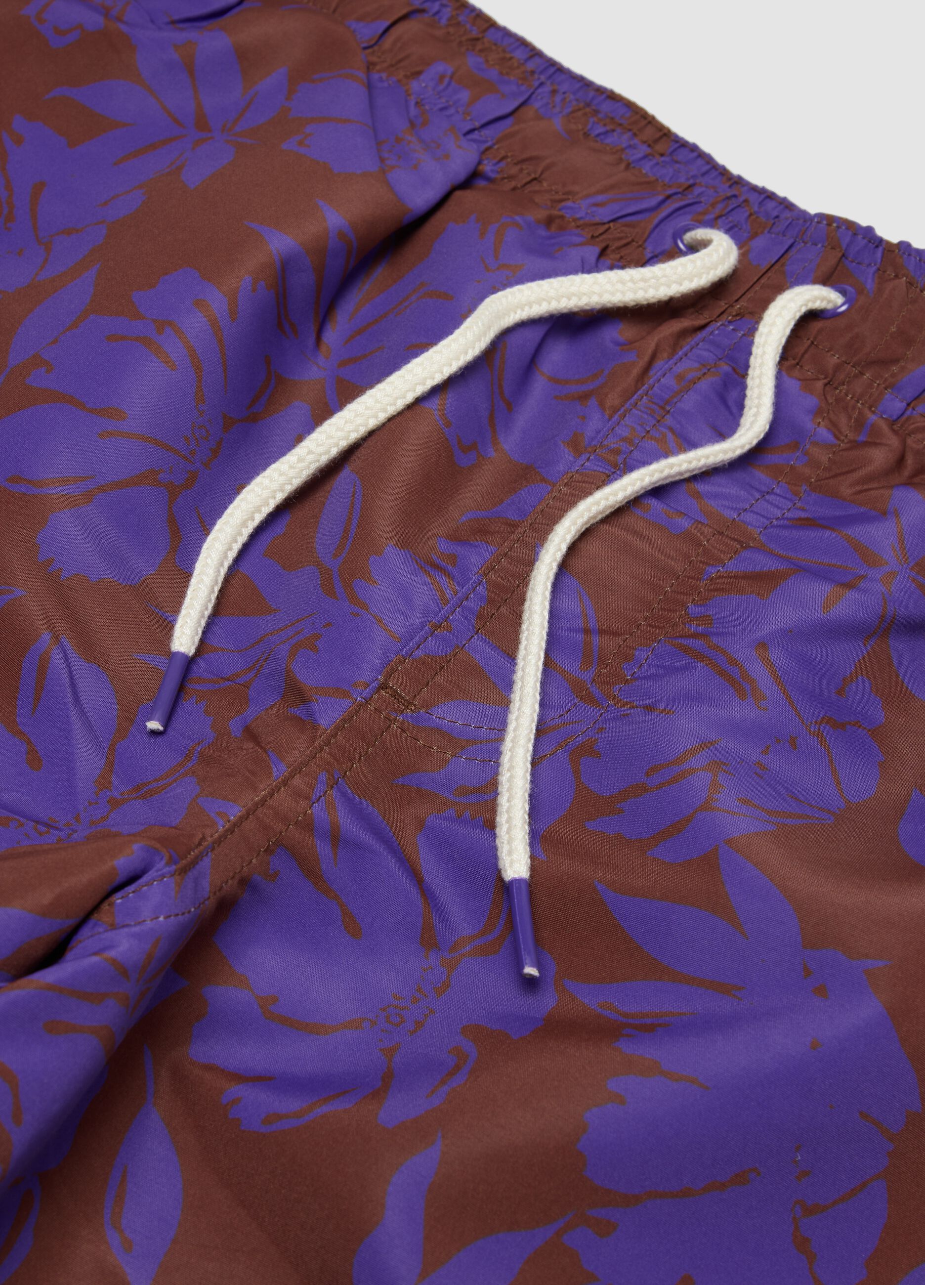 Purple floral-print swim shorts