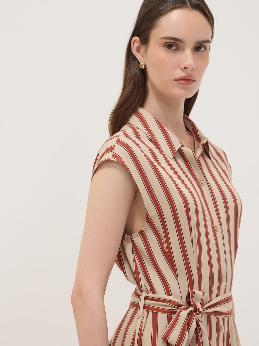 Multicolour pure viscose striped midi dress, regular fit_2
