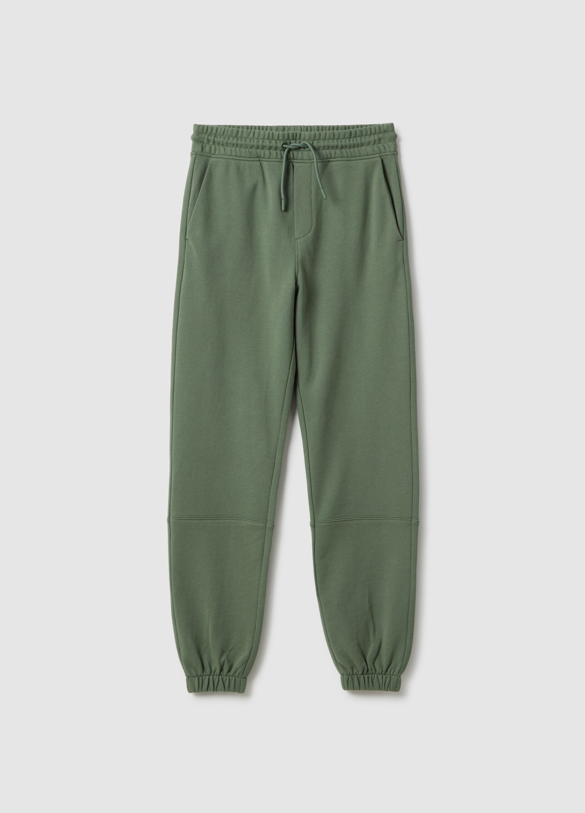 Organic cotton green jogger trousers with regular fit for boys