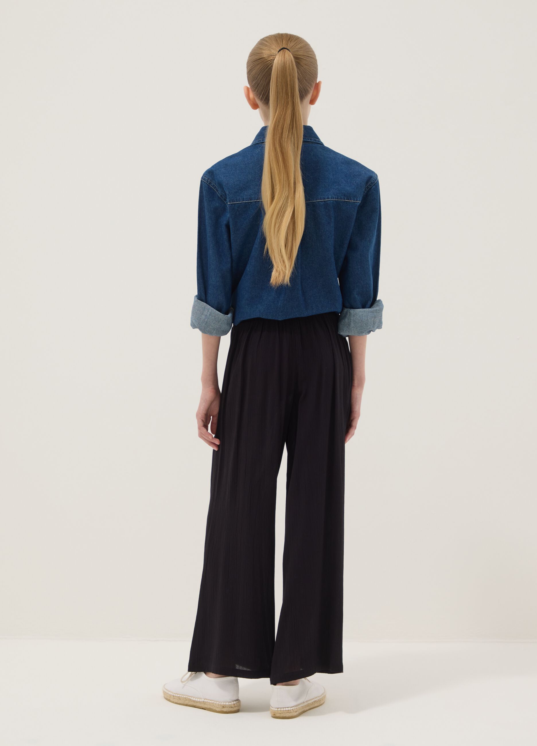 Black pure viscose palazzo trousers