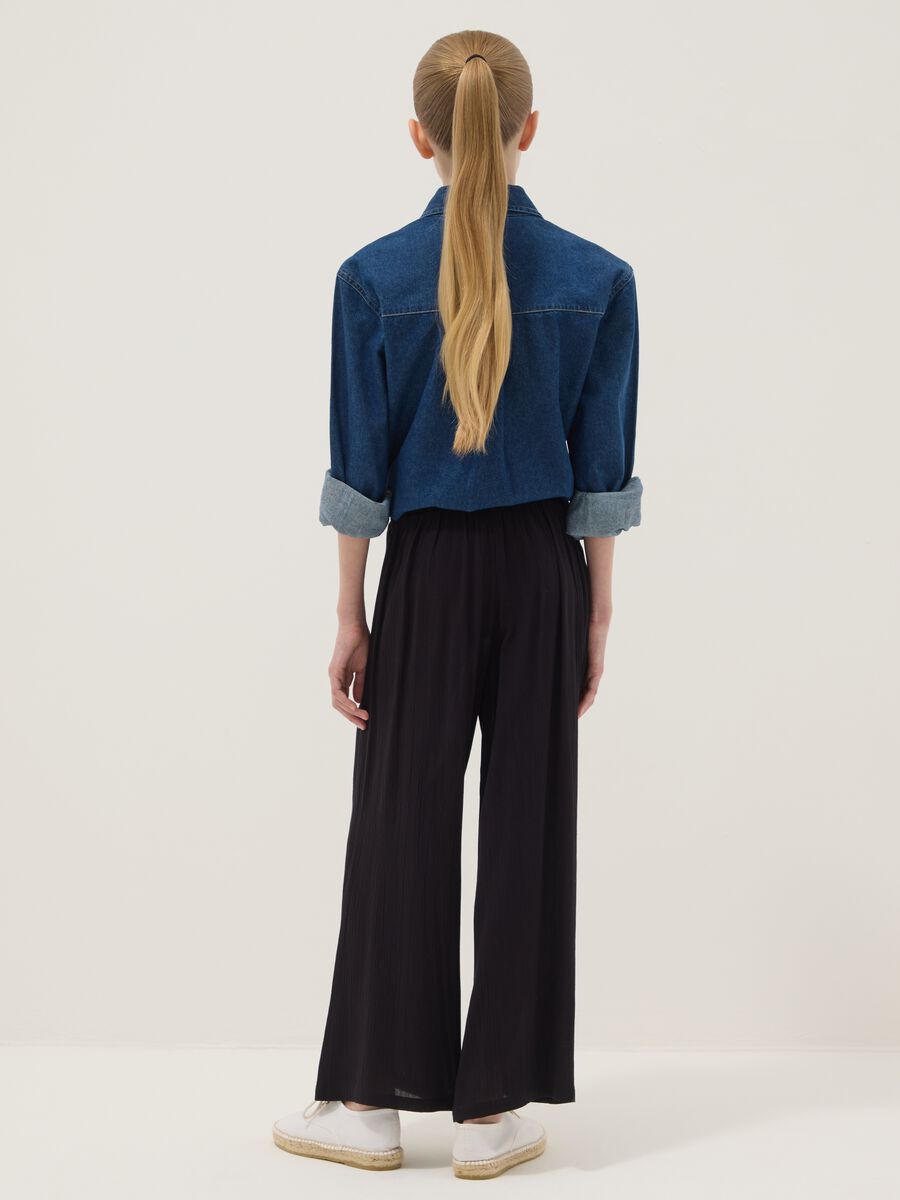 Pantalon palazzo noir en viscose pure_1