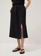 Black long skirt with regular fit, elasticated waist and slit_3