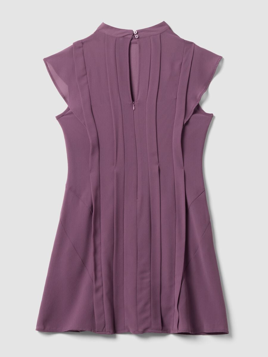 Purple relaxed-fit dress with short ruffle sleeves_6