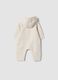 Beige hooded babygrow in organic cotton blend_1