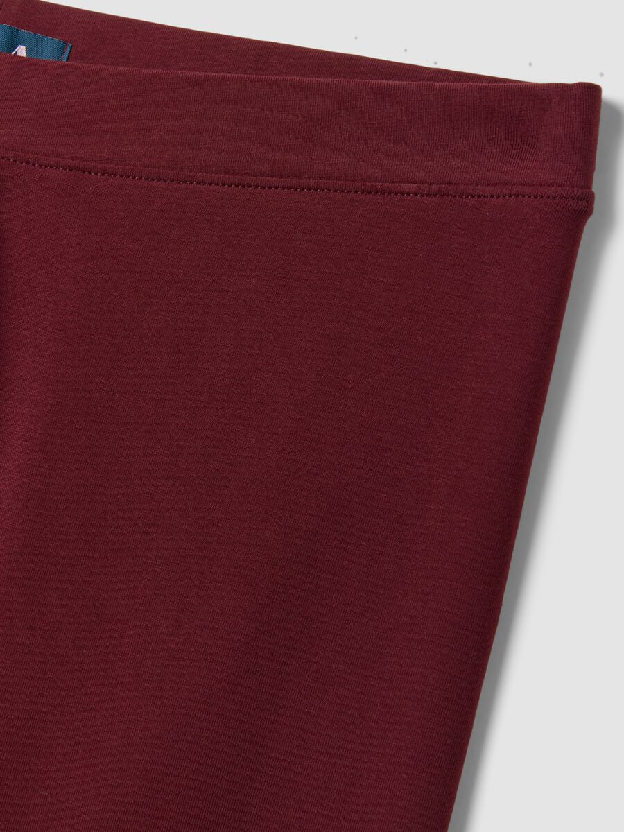 Red flared leggings in stretch cotton_5