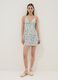 White floral mini dress in pure viscose_0