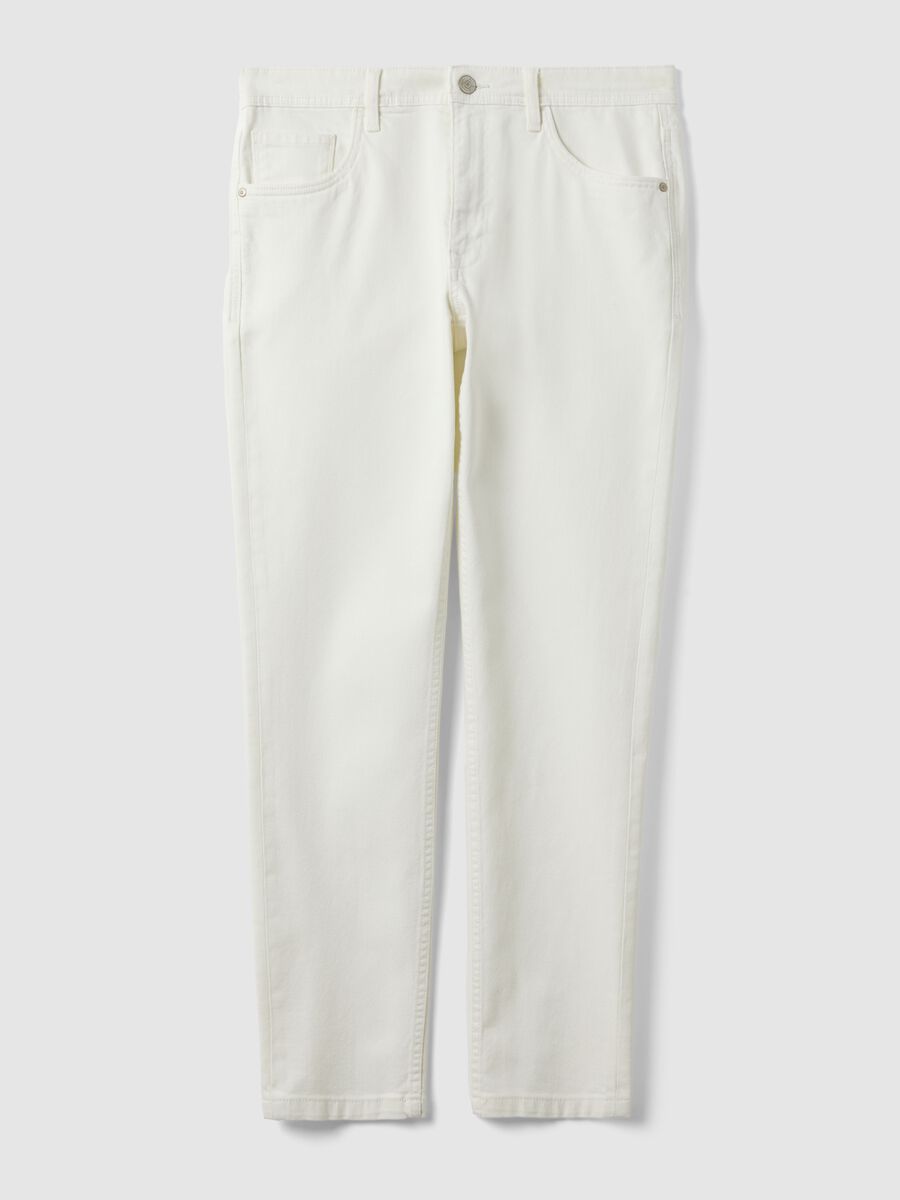 White stretch cotton slim fit jeans with five pockets_4