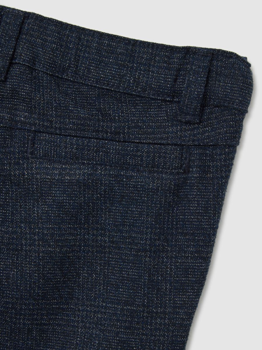 Boys' regular fit blue micro-check trousers_2