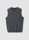 Grey m&eacute;lange pure merino wool deep V-neck waistcoat, regular fit_0
