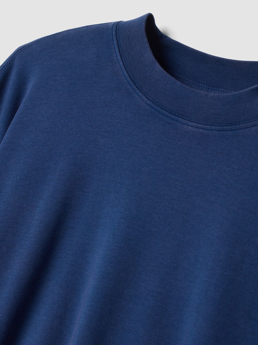 T-shirt blu girocollo in puro cotone boxy fit_1
