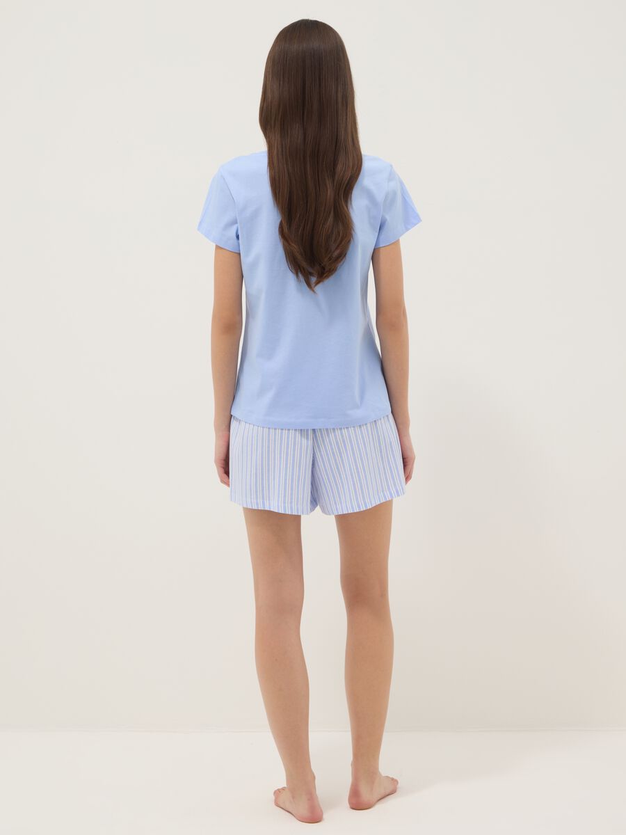 Pyjama court bleu ciel en coton pur, coupe r&eacute;guli&egrave;re_2