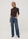 Brown ribbed viscose-blend top with high neck_1