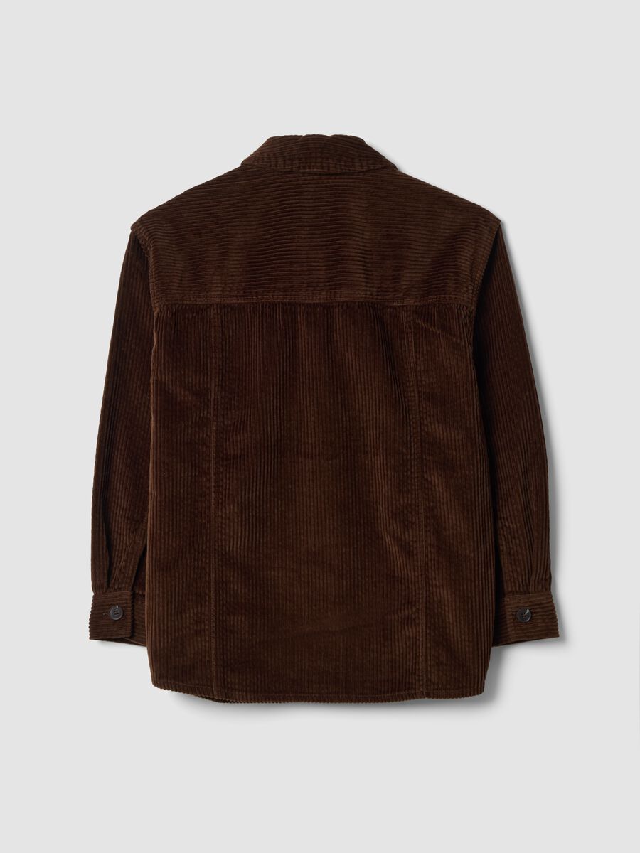 Dark brown pure cotton ribbed shirt_6