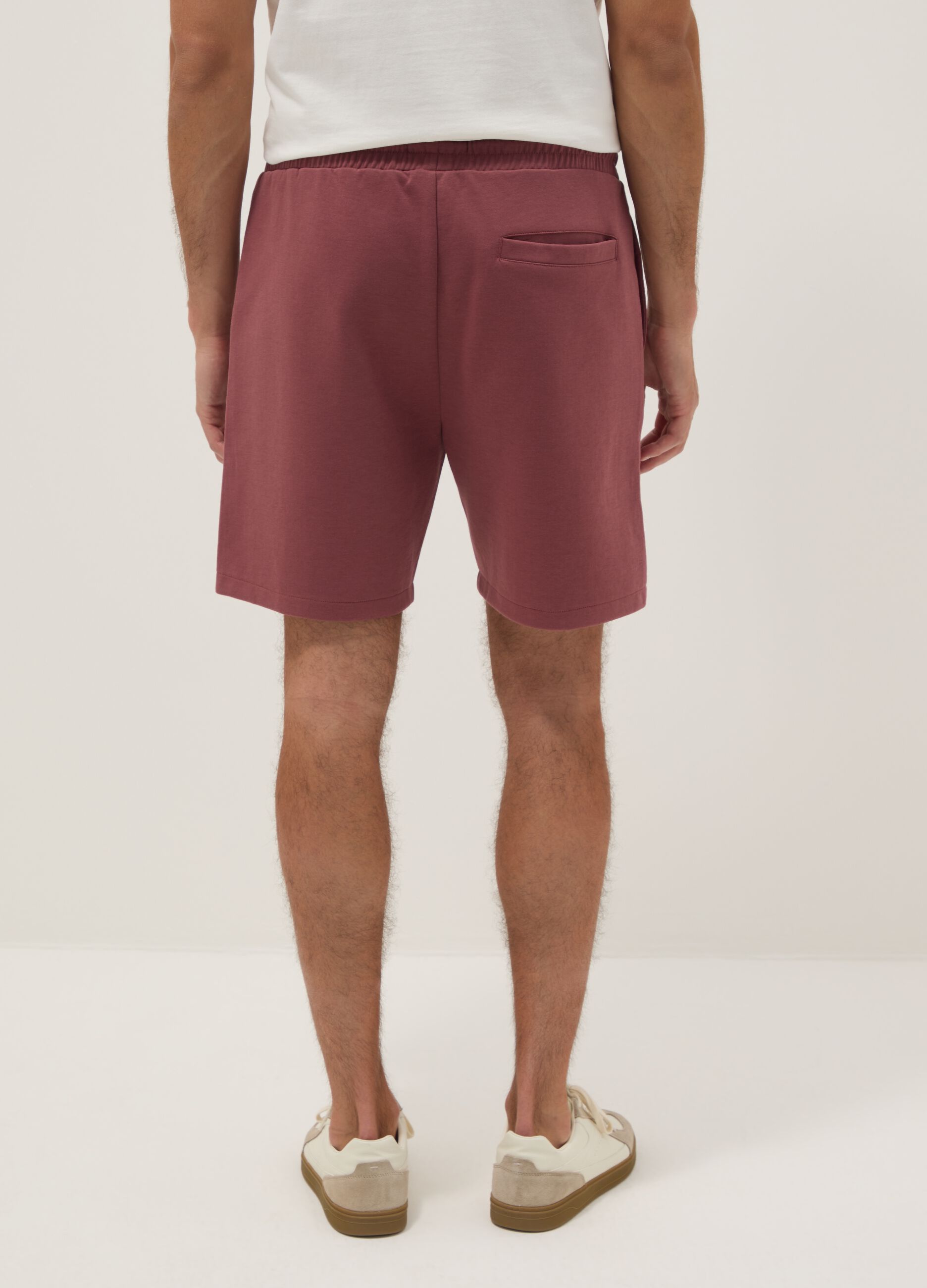 Red cotton-blend regular-fit shorts with drawstring
