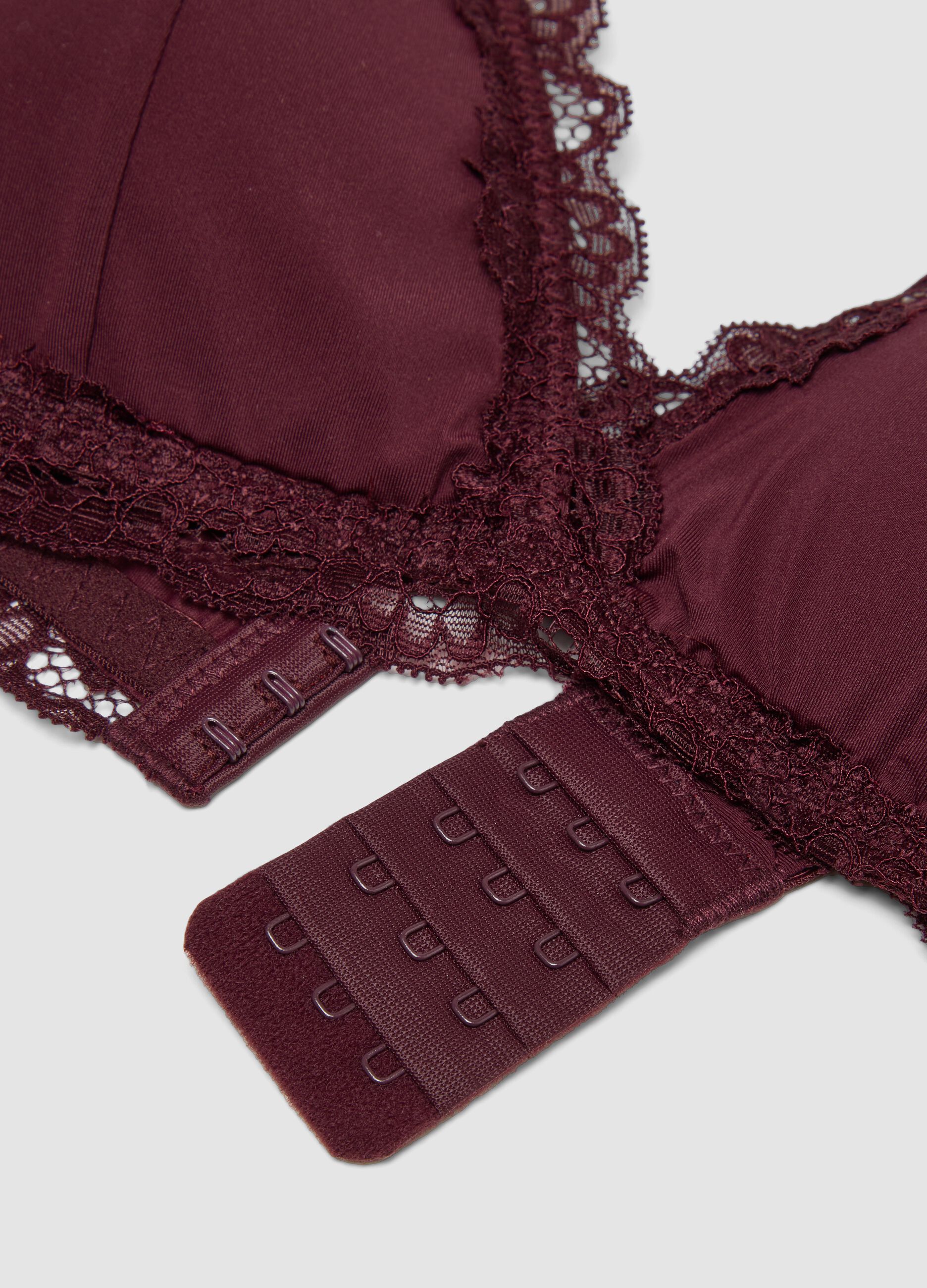 Reggiseno a triangolo viola in microfibra elasticizzata con pizzo