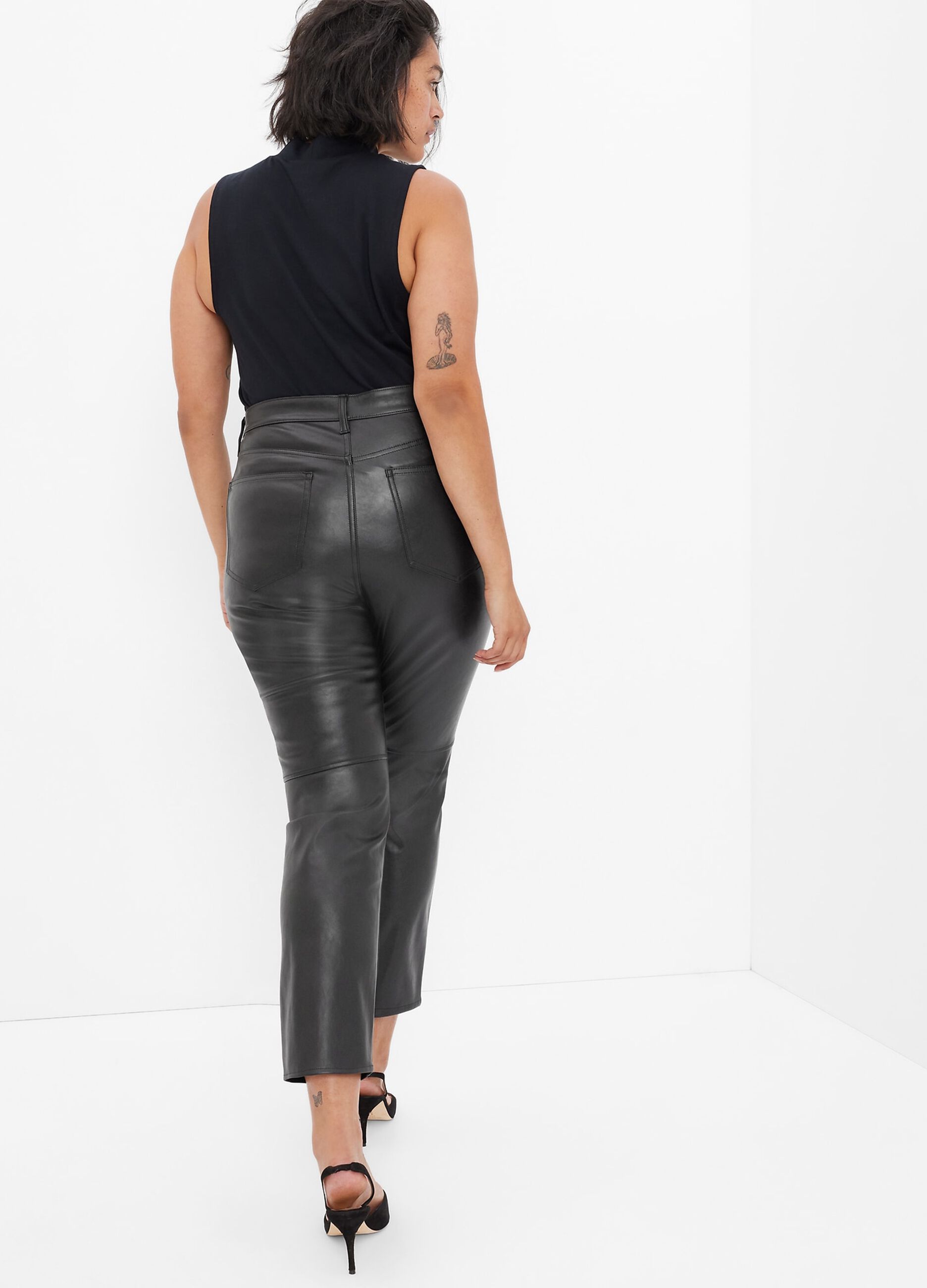 Slim-fit glossy-effect trousers