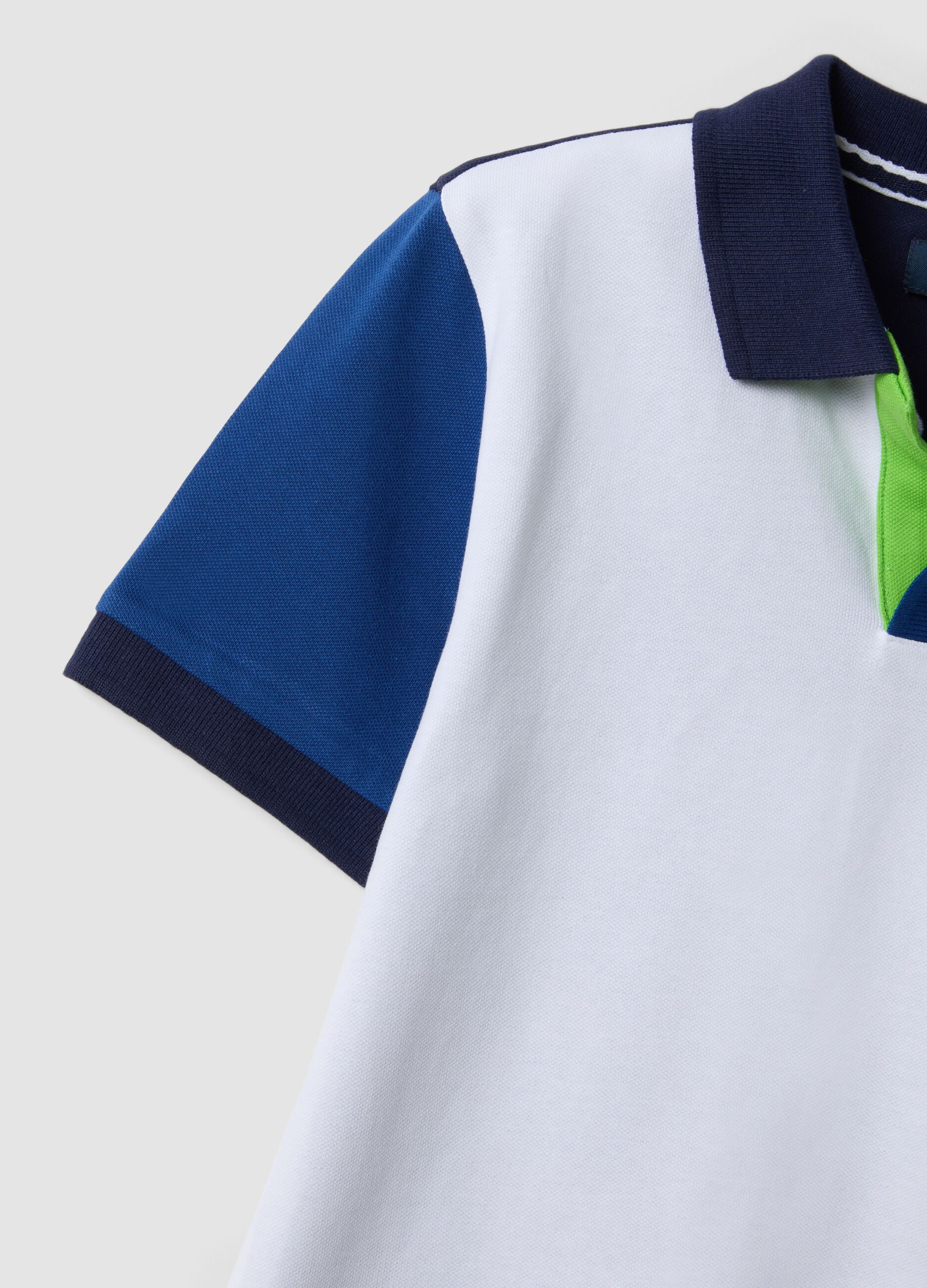 Multicolour short-sleeve stretch cotton polo shirt