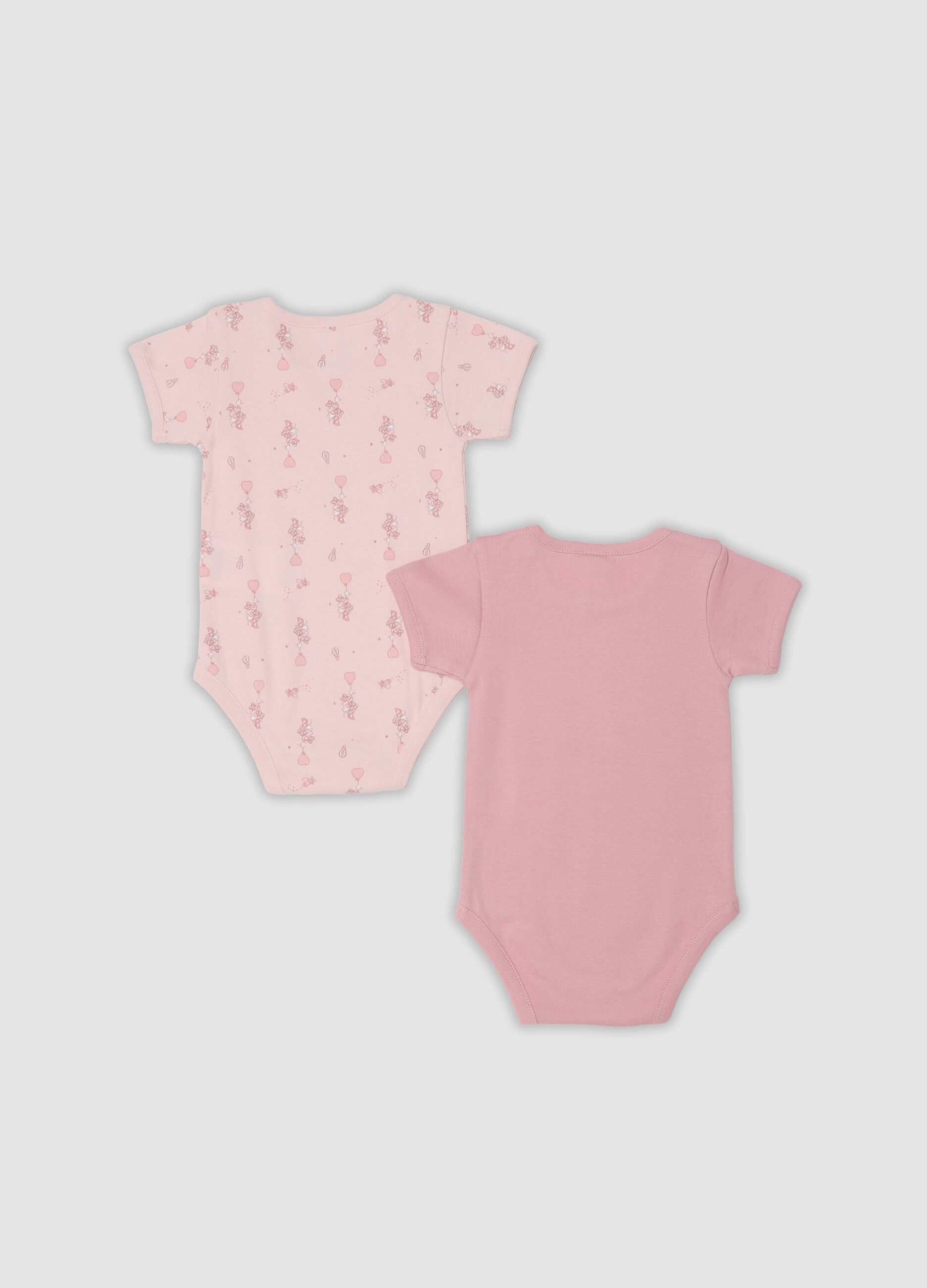 Bipack body rosa in puro cotone organico con stampa Minnie per neonata