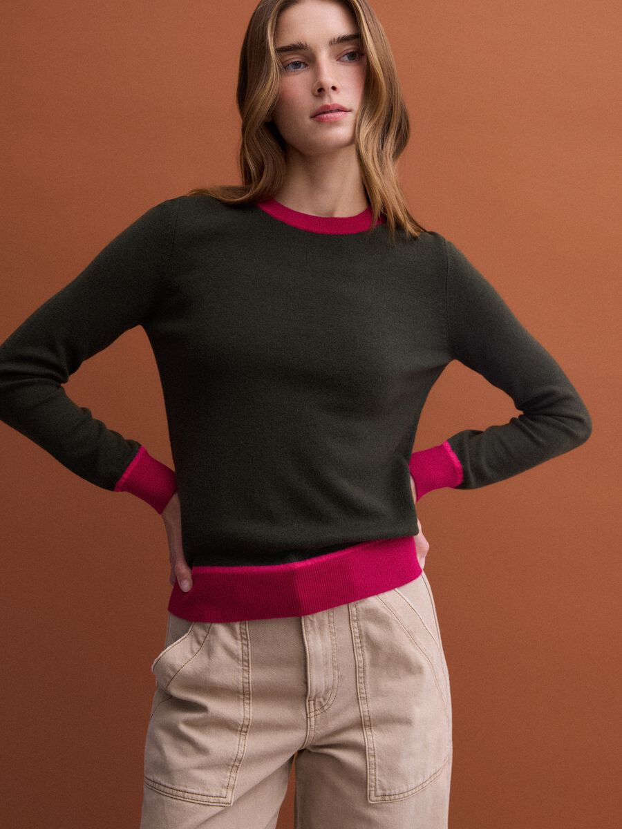 Green pure wool crew-neck jumper_0