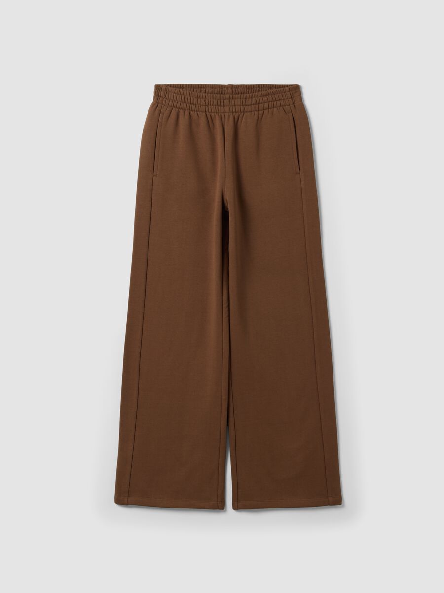 Brown cotton-blend straight-fit joggers_0