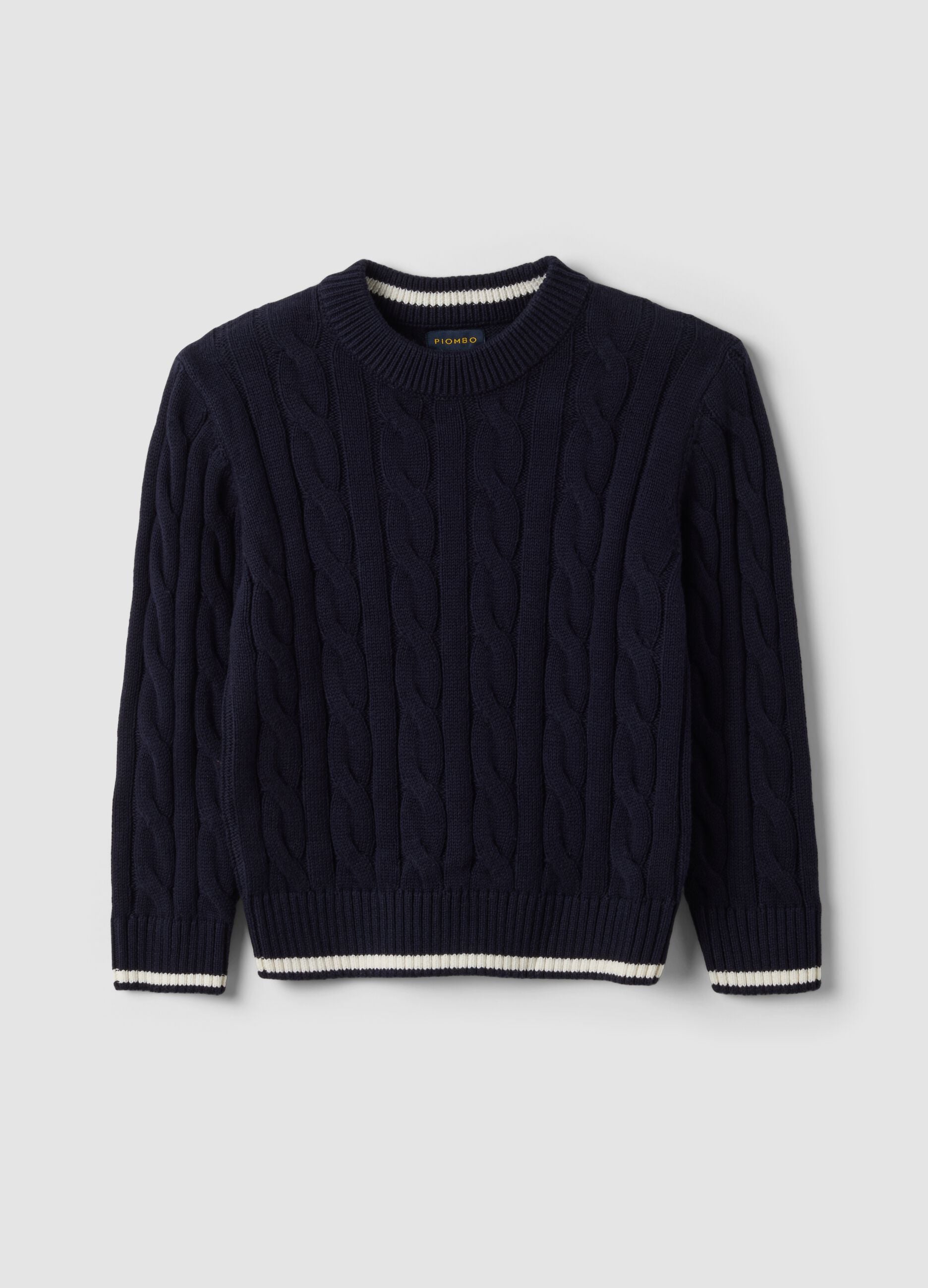 Maglia blu in puro cotone a trecce over fit per bambino