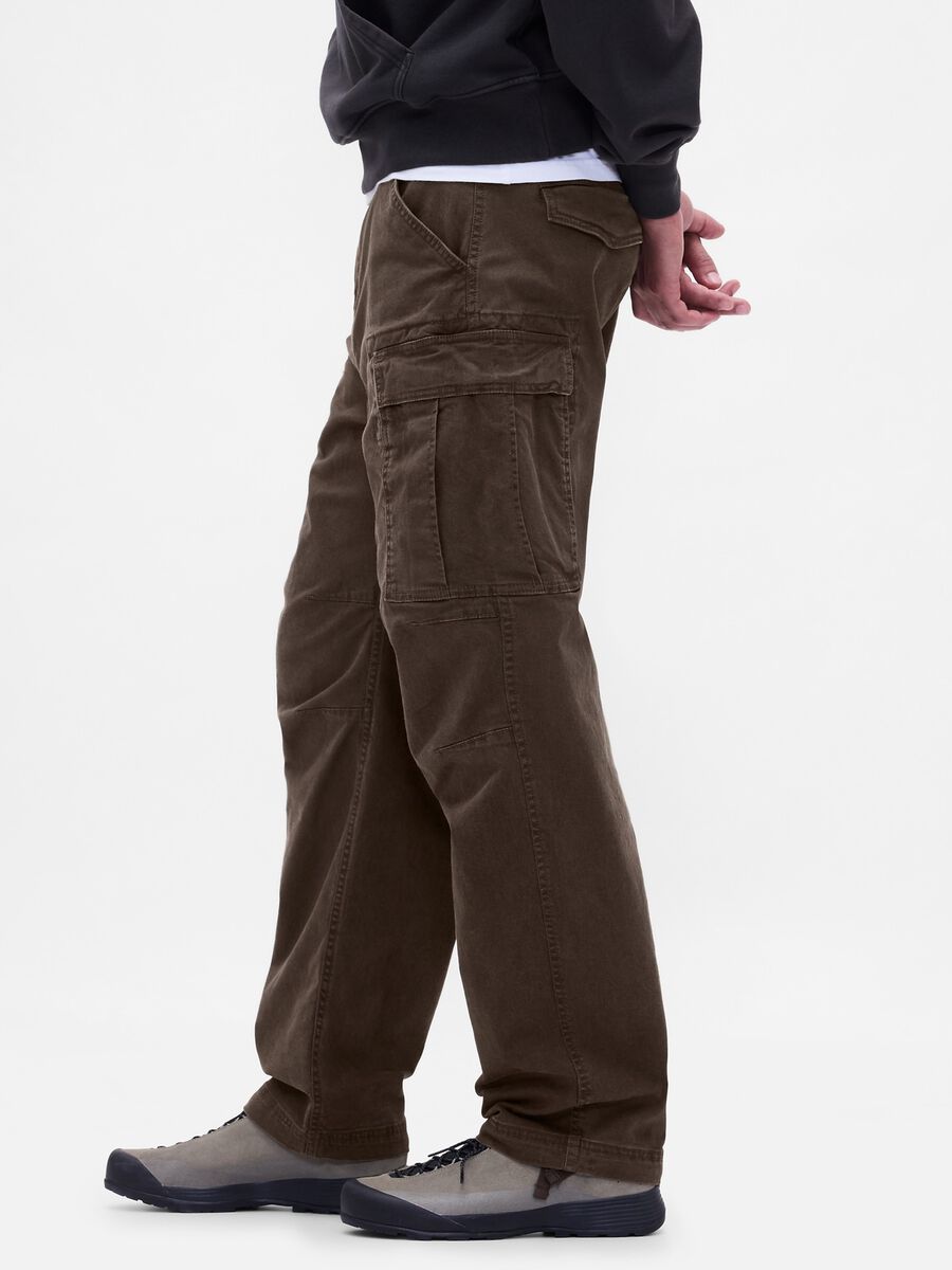Pantalones cargo marrones de algod&oacute;n el&aacute;stico_3