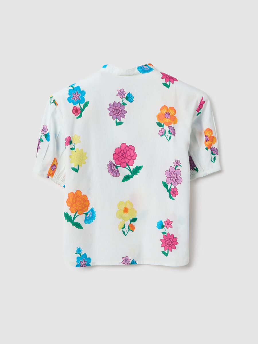 Girl's regular fit multicolour pure cotton shirt with flowers_4