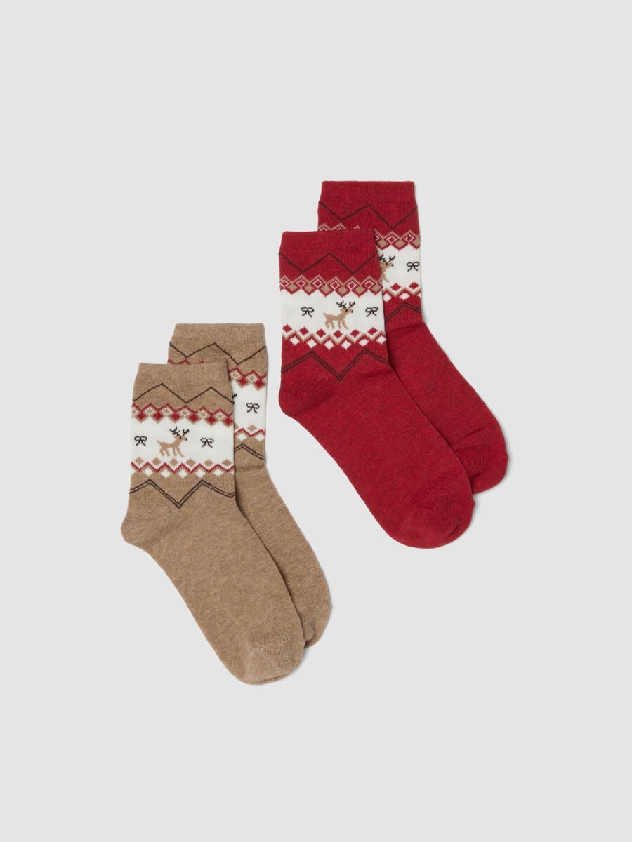 2-pack multicolour organic stretch cotton Christmas socks_0