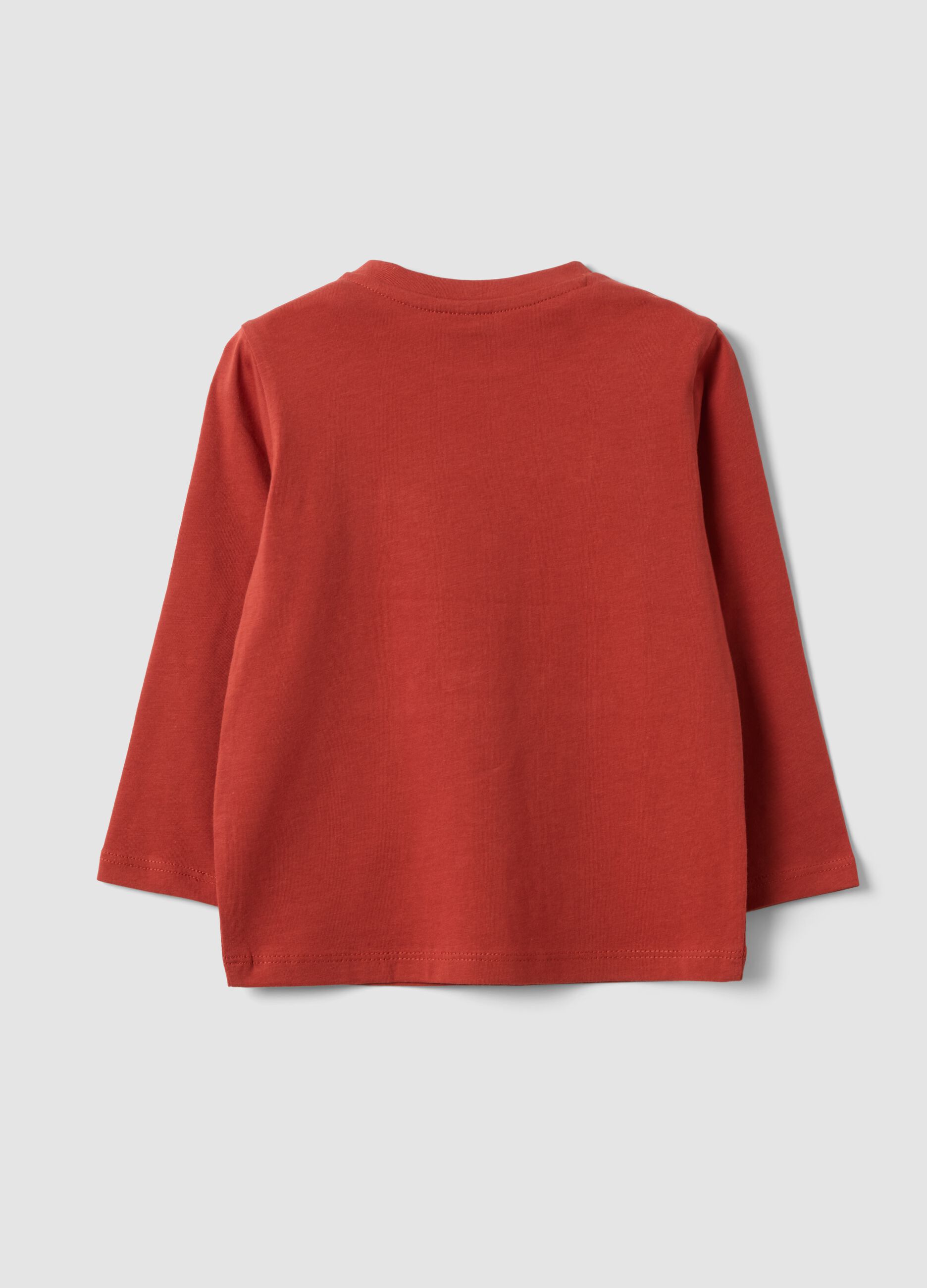 Maglietta rossa in puro cotone organico con girocollo