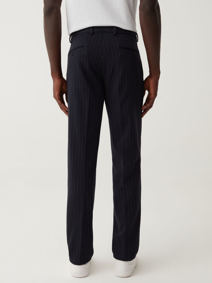 Easy-fit pinstriped navy blue trousers_2
