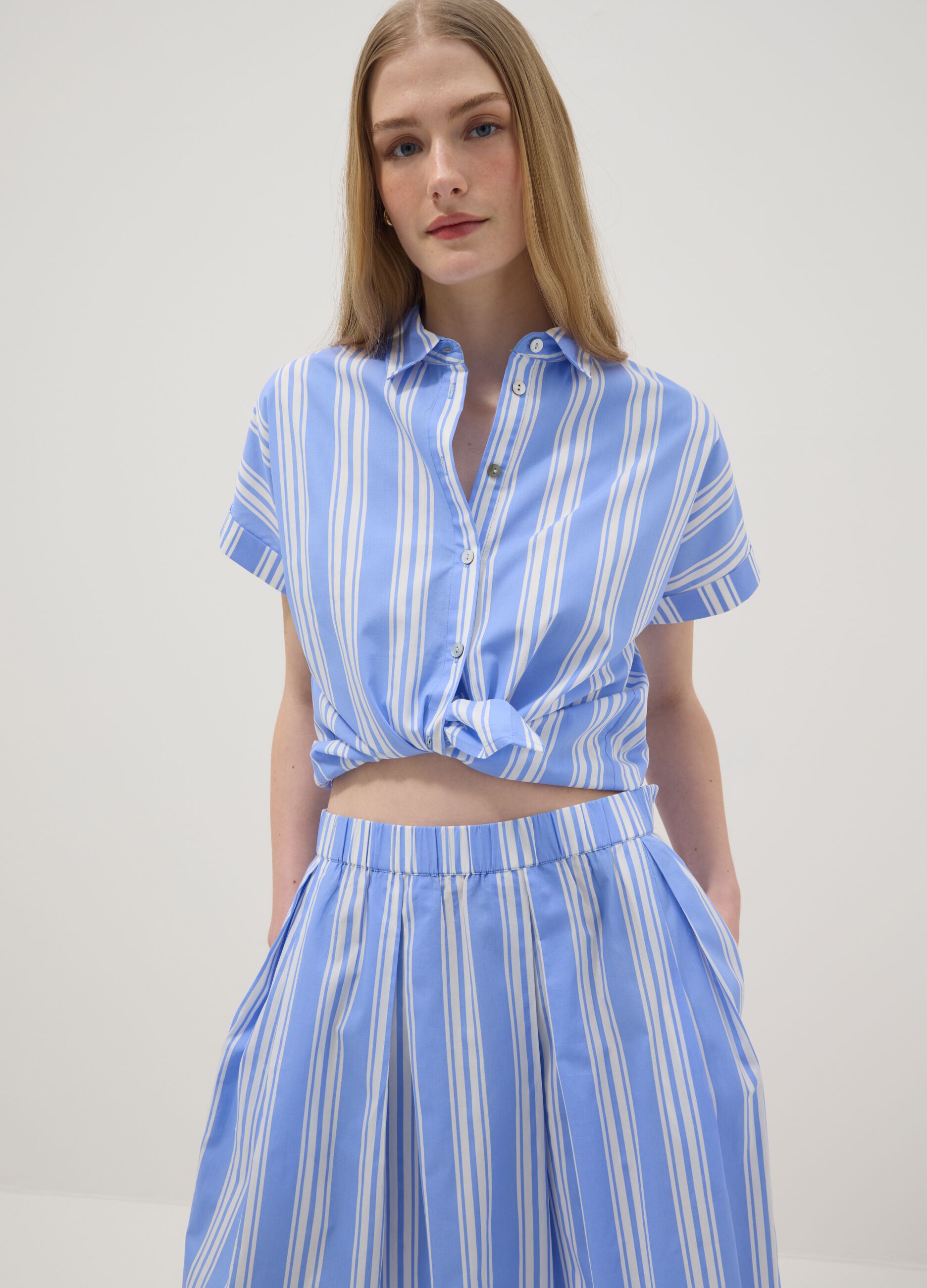 Blue striped pure cotton shirt