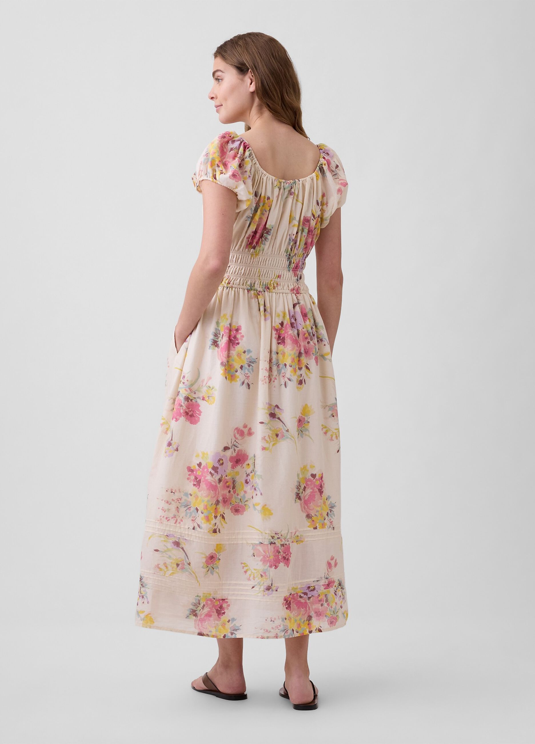 Pure cotton floral midi dress