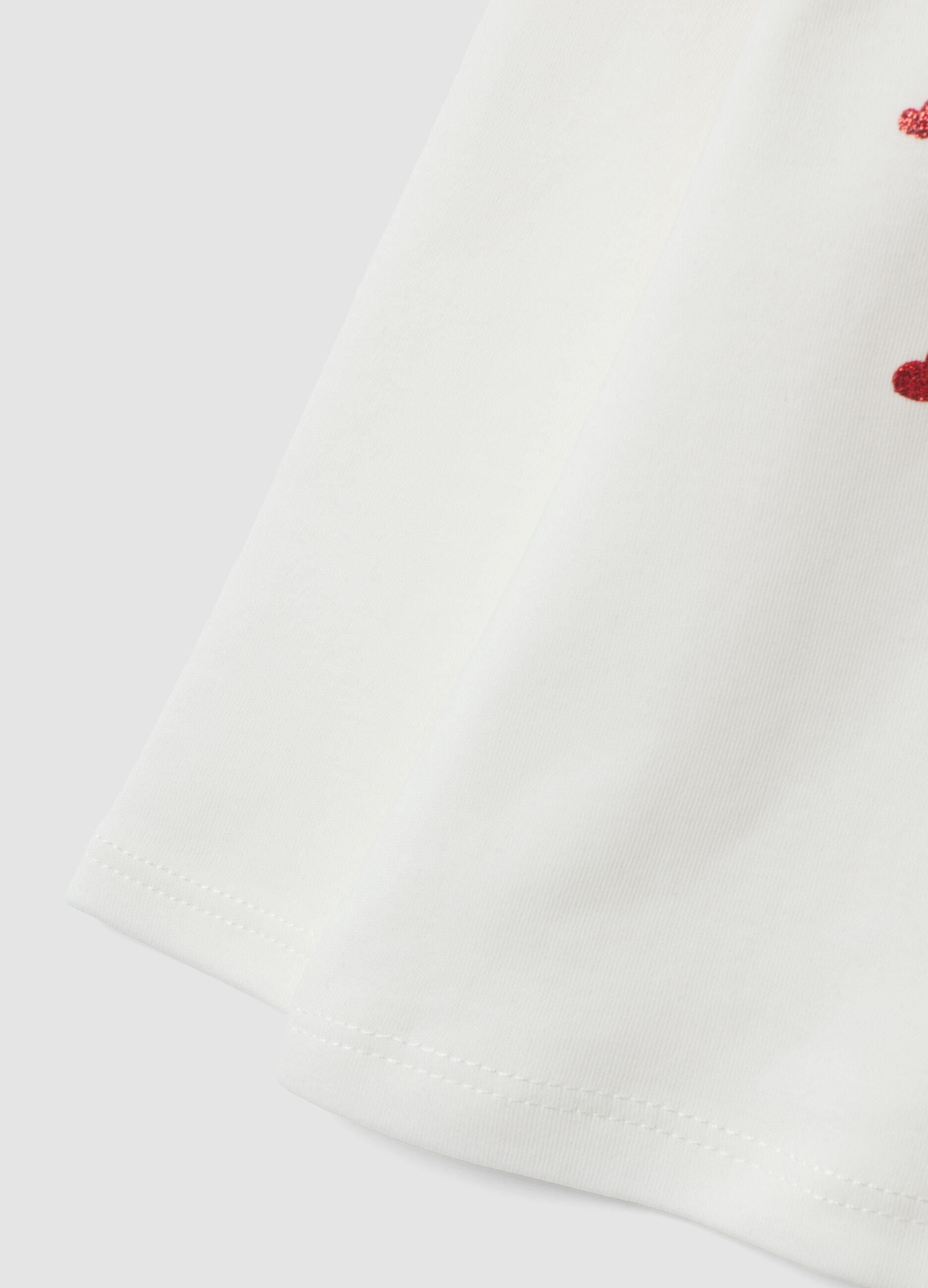 White pure cotton T-shirt with teddy bear print
