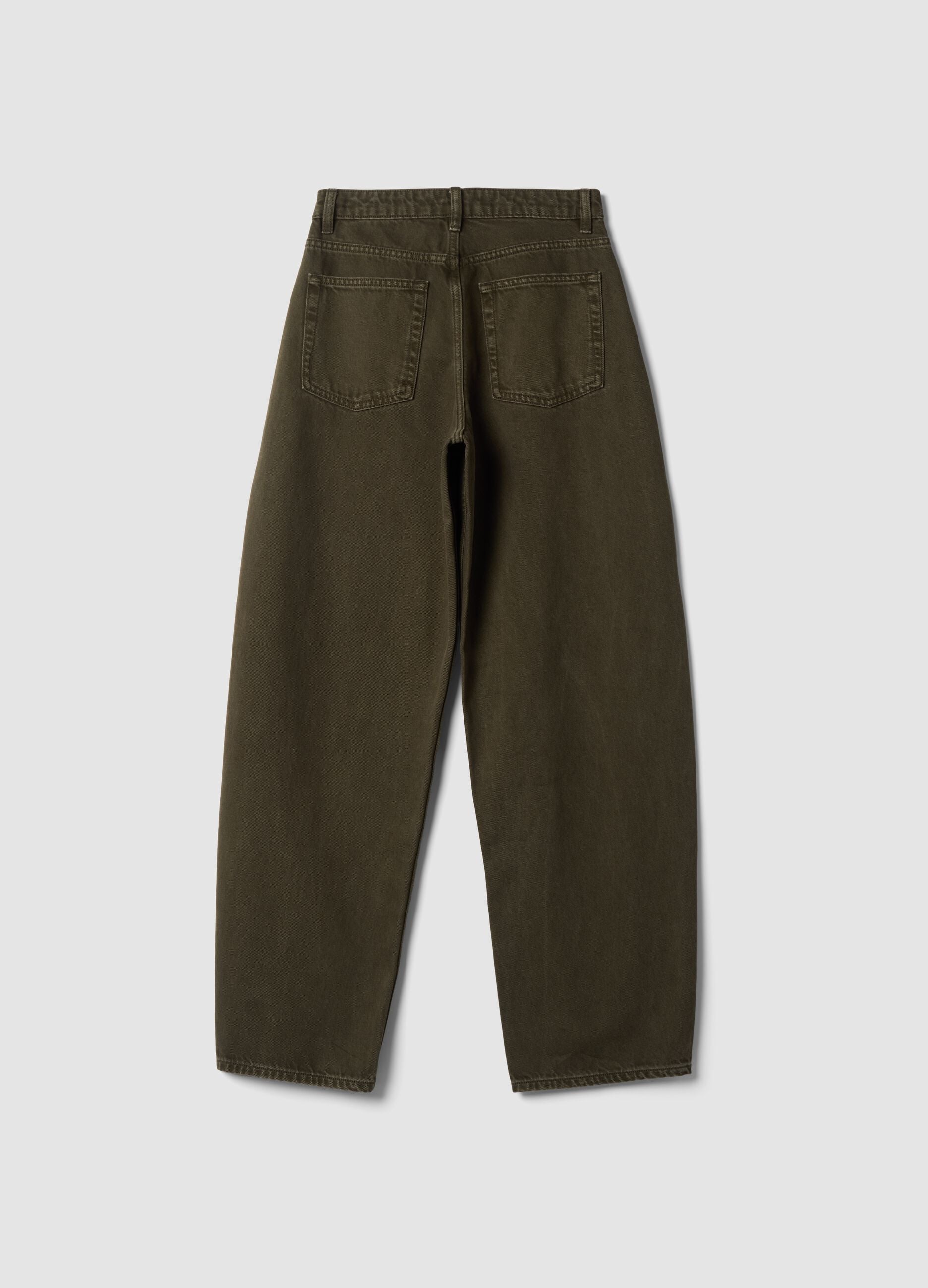 Green pure cotton barrel-fit jeans
