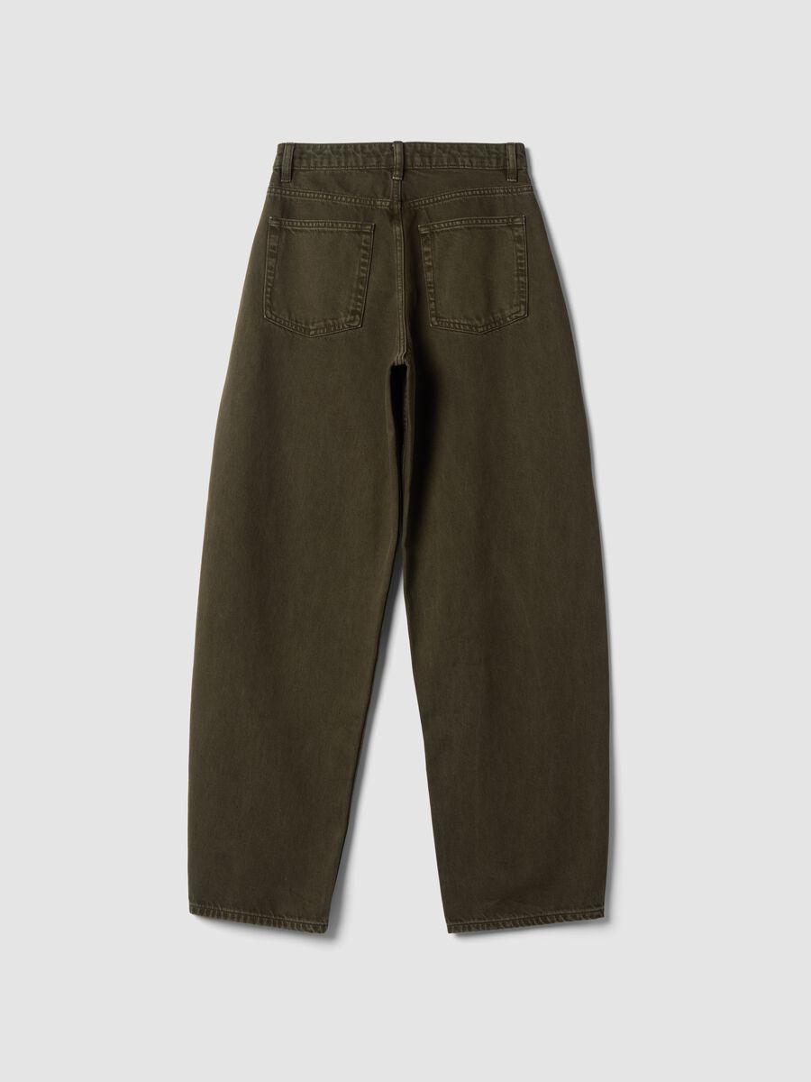 Jeans verdi in puro cotone barrel fit_6