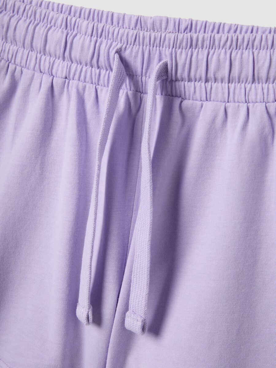 Girls' purple pure cotton shorts, regular fit_2