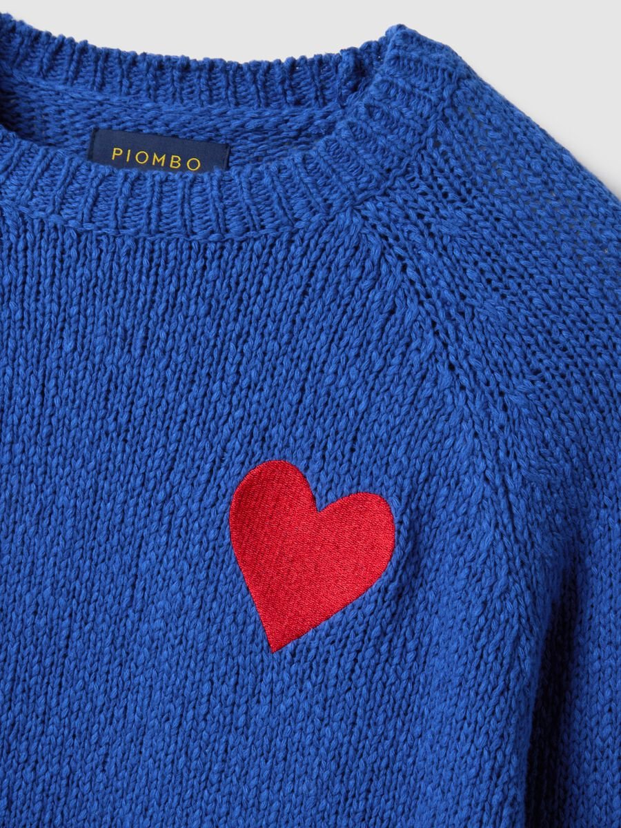 Blue pure cotton jumper regular fit with heart_1
