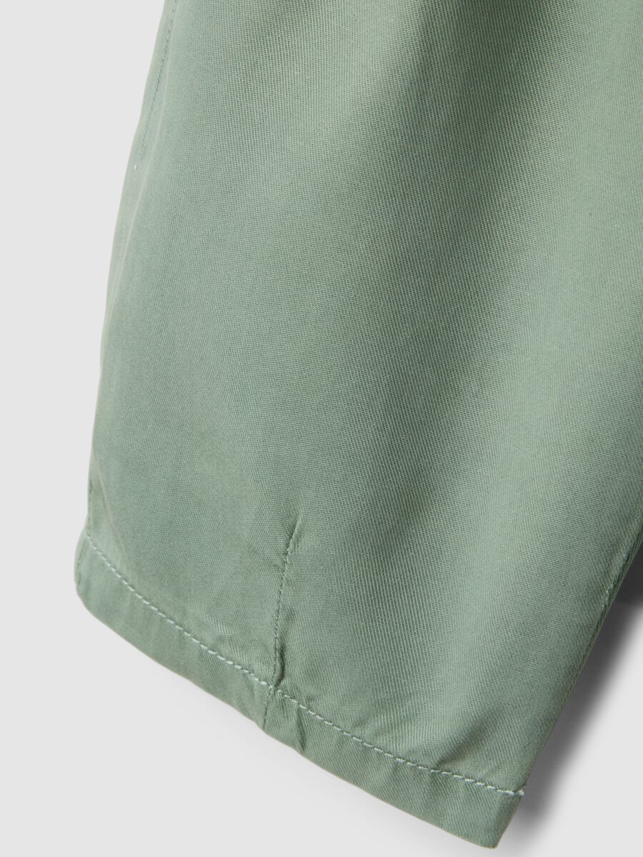 Green girl's baggy trousers in lyocell and cotton_3