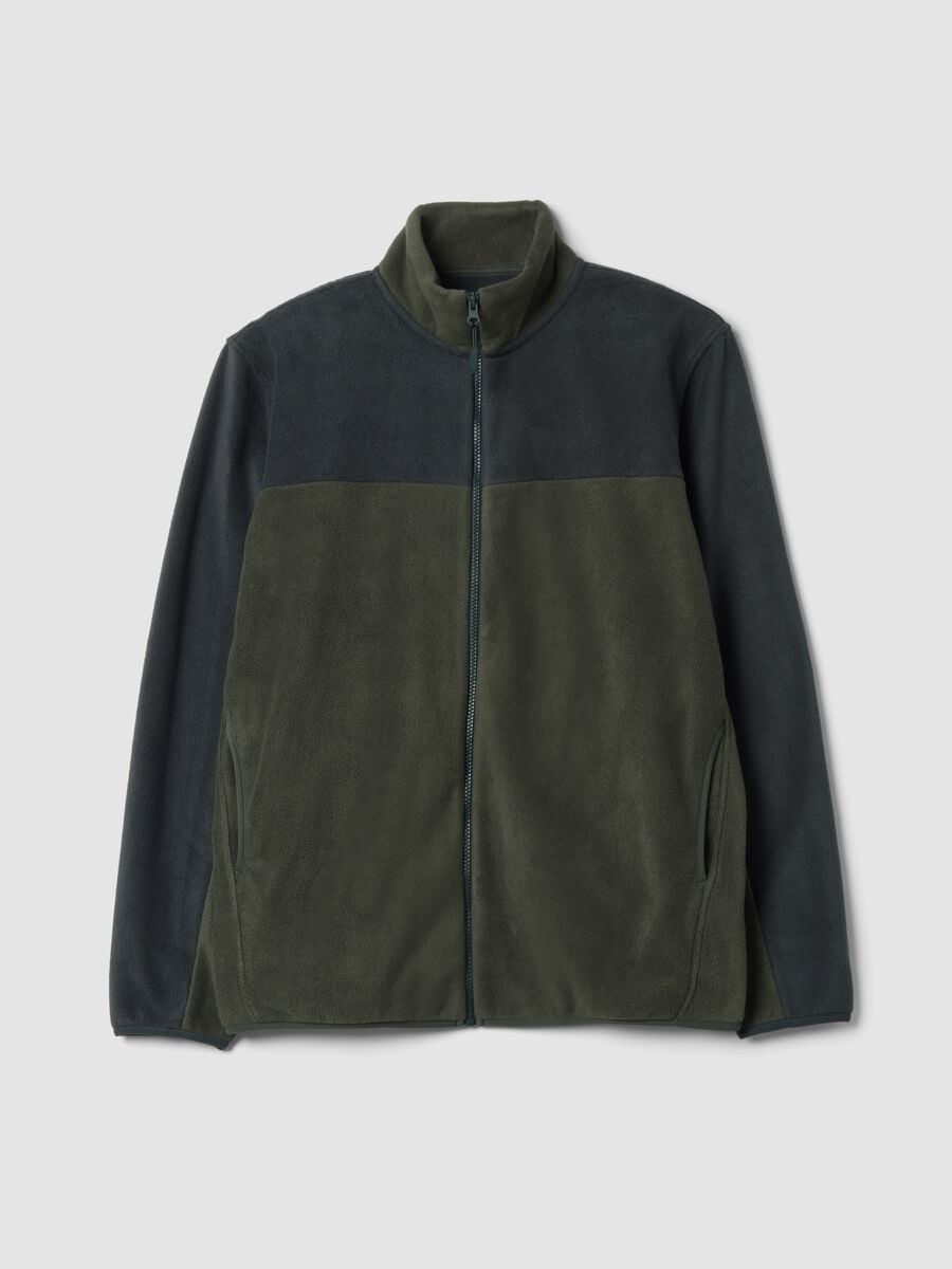 Green fleece zip-neck sweatshirt, regular fit_0